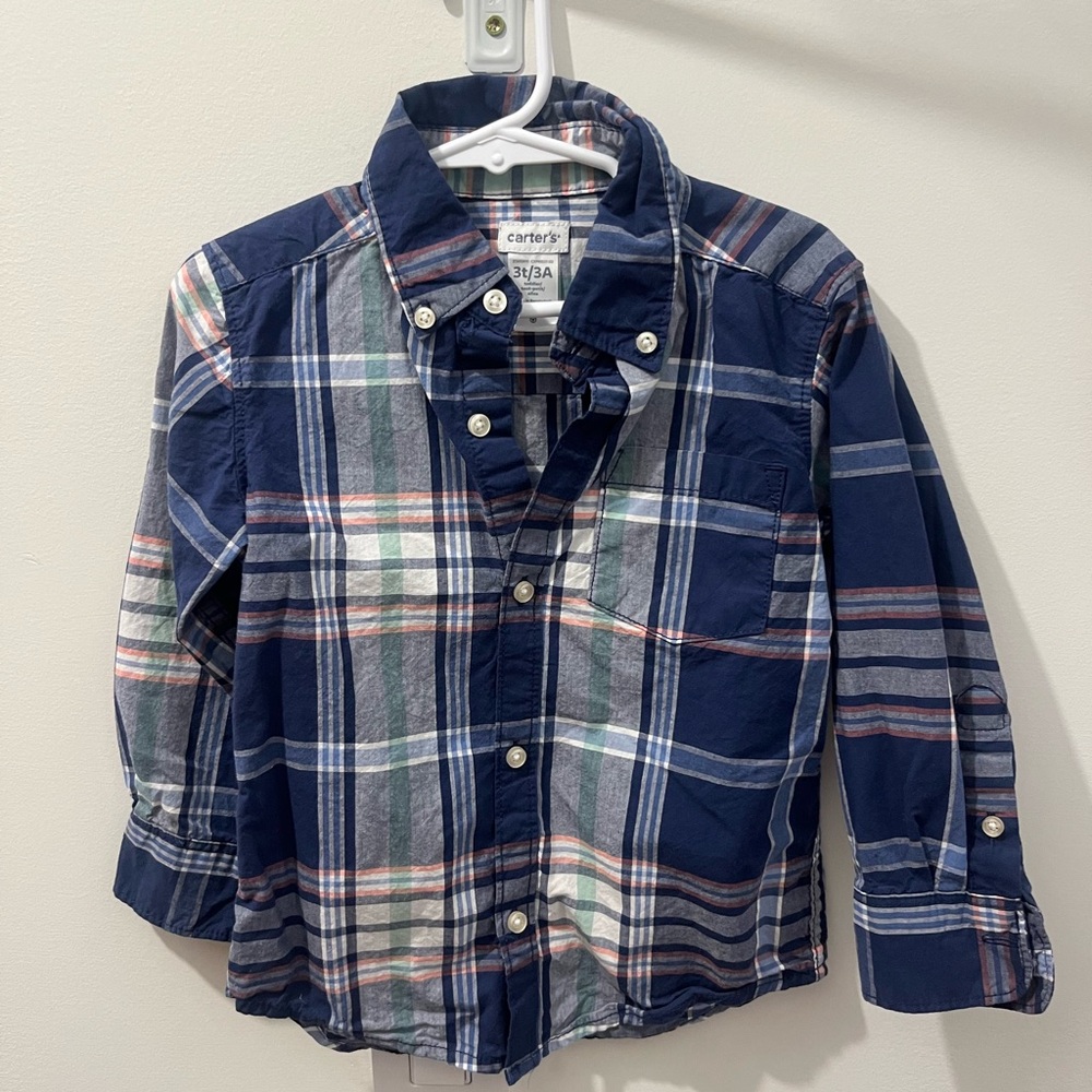 Carter's Navy Plaid Kids Shirt Size 3T